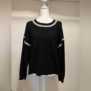 Belldini Black Crewneck Sweater with White Trim